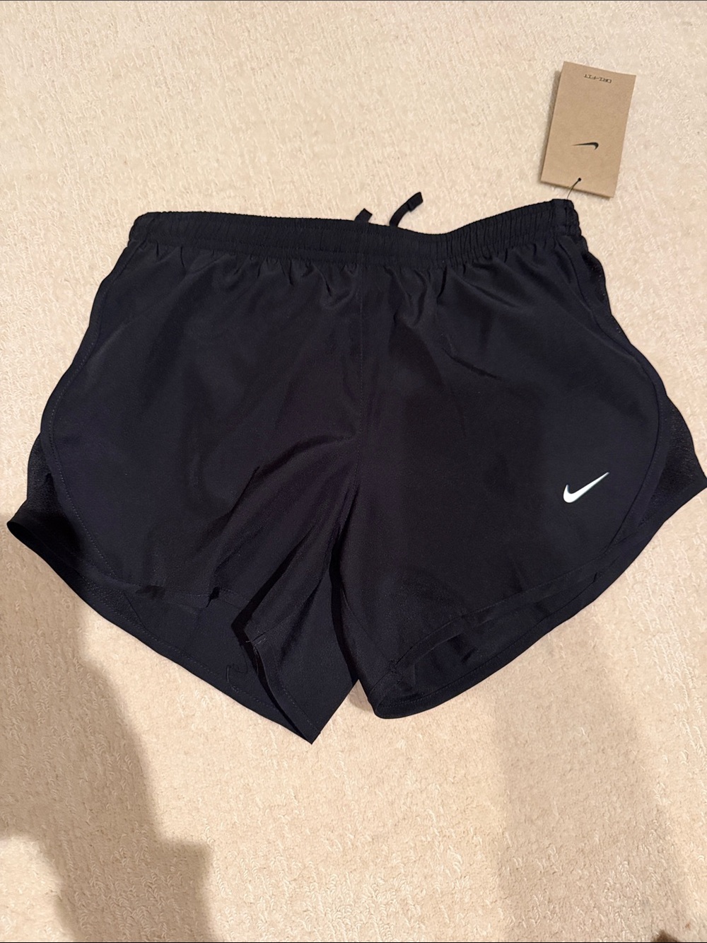 Nike Girls Black Athletic Running Shorts with White Swoosh
